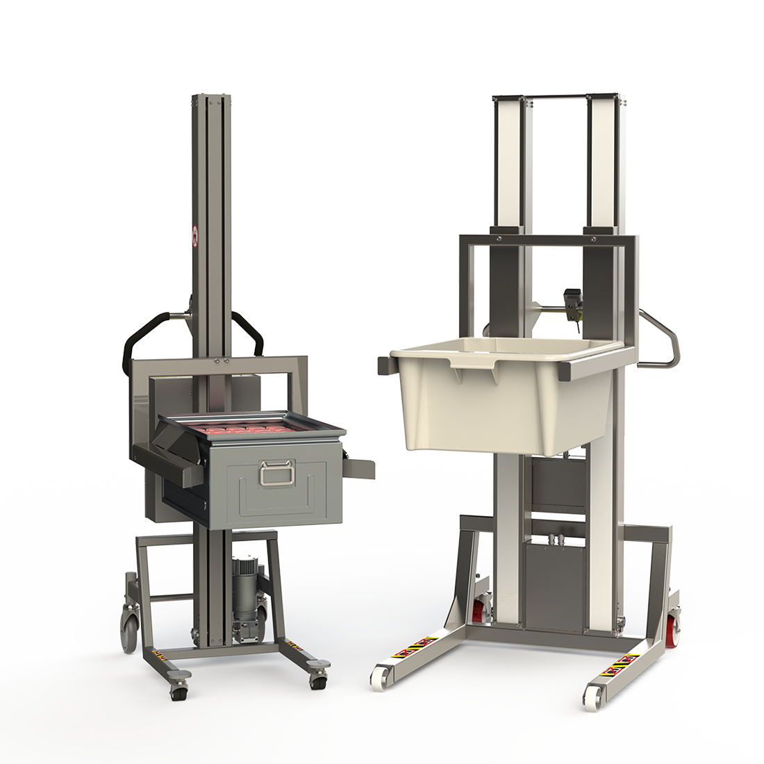 Material lifting equipment for boxes in flexible modular design.