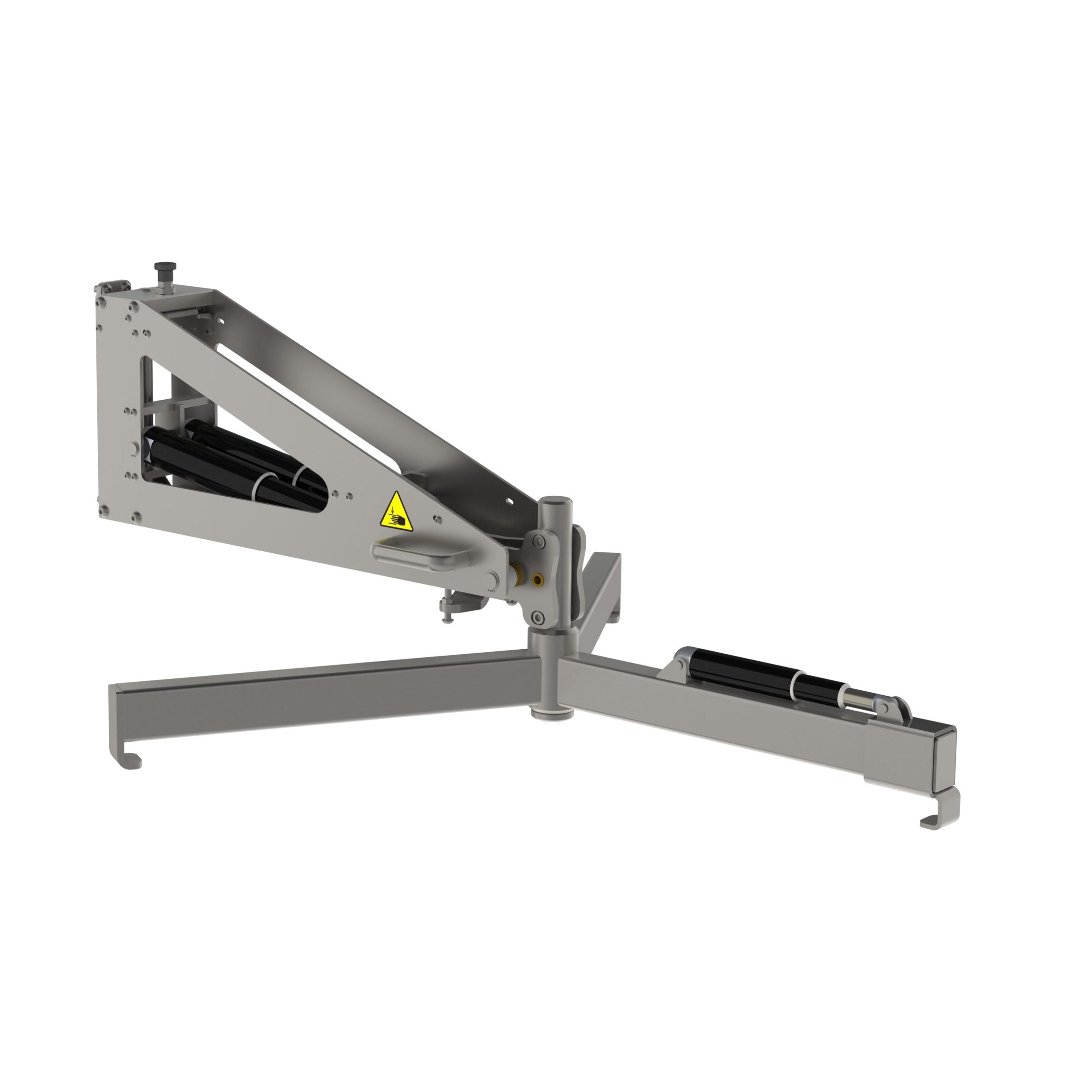 Holding the reel safely at three points on the outer diameter, the electric reel gripper (ERG) will easily grip, transport and dock reels at e.g. mandrels. Horizontal position, from the front, picture 2.