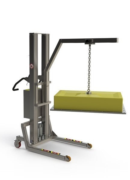 This example of crane lifting equipment can lift a broad variety of loads via its boom arm and rail.