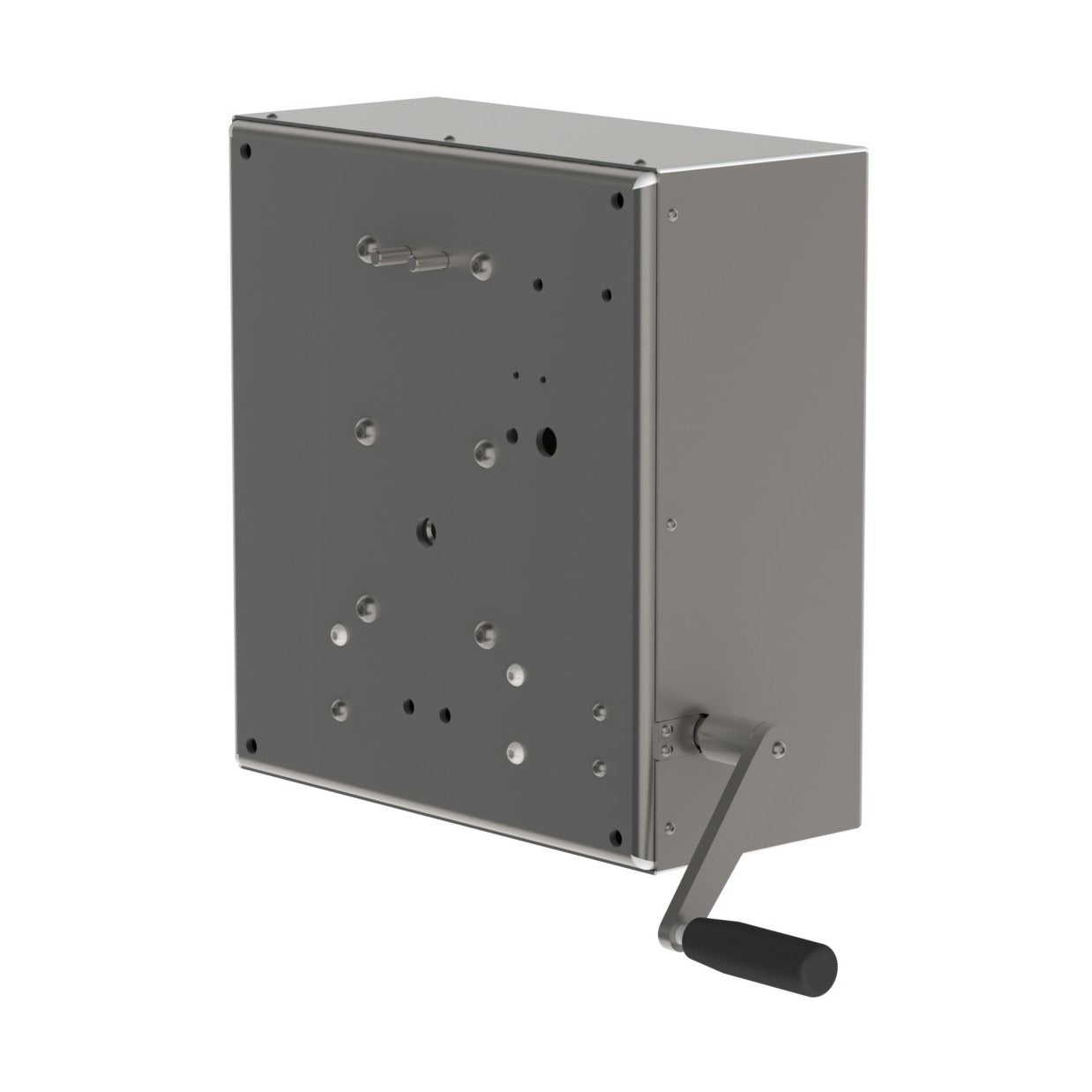 Modularly designed, the manual rotation unit (MRU) will fit most of our lifting machines as well as many of our lifting tools. From behind, picture 2.