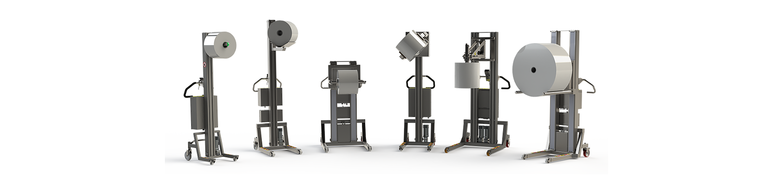 Examples of standard and complex roll lifting equipment for optimal reel lifting and roll handling. 2Lift ApS