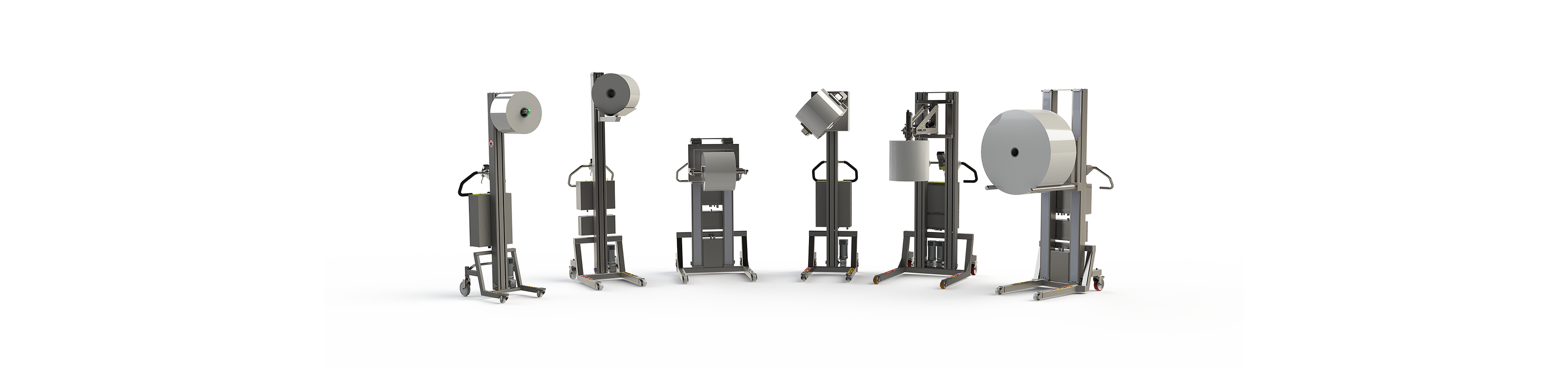 Examples of standard and complex roll lifting equipment for optimal reel lifting and roll handling. 2Lift ApS