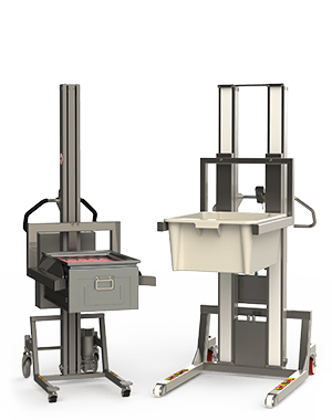 Material lifting equipment for boxes in flexible modular design.