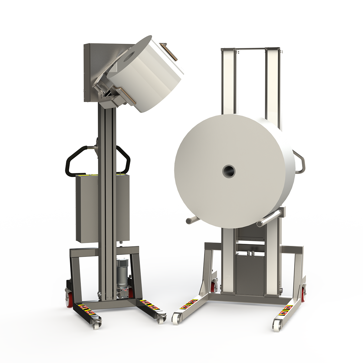 High quality roll lifting equipment for handling e.g. paper.