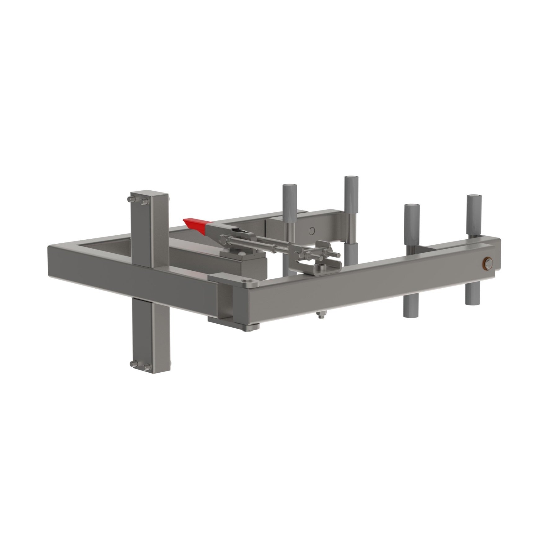 Typically used as a box or drum lifting device, the simple tipping unit (STU) is easily customisable to fit specific load and environment requirements. From the back, picture 2.