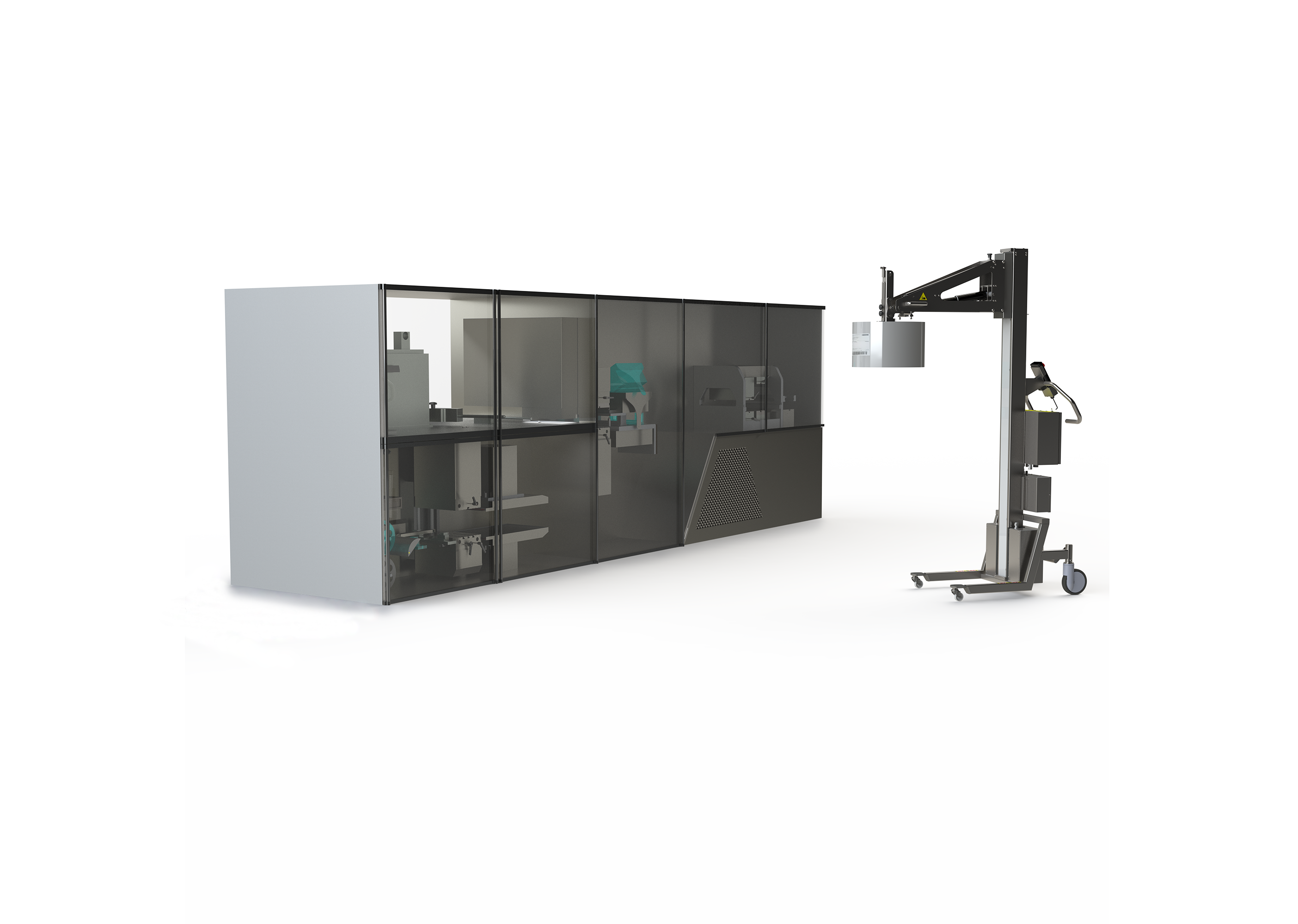 Stainless steel electric lifters for the pharma industry. GMP compliant roll lifter equipment.
