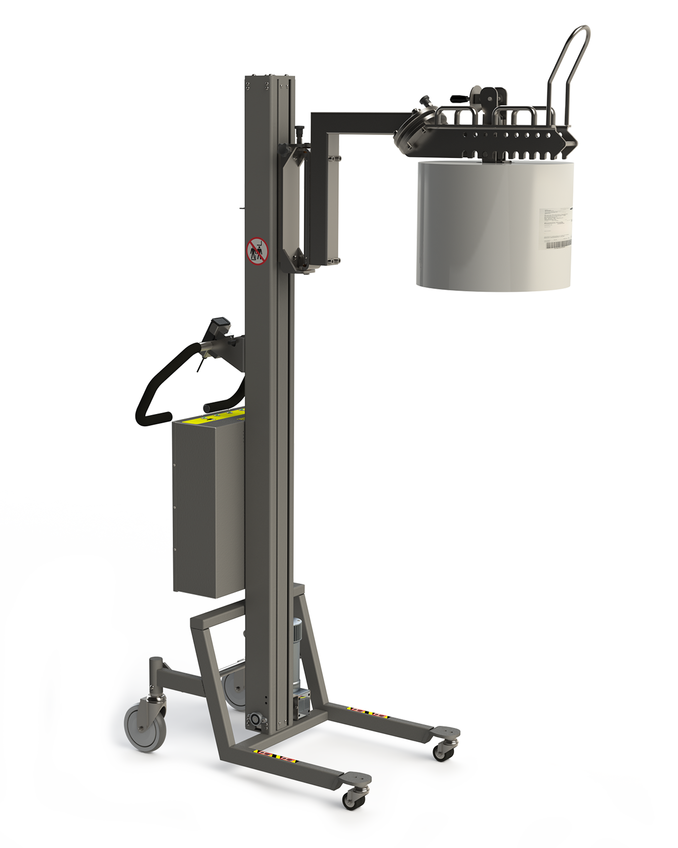 This manual reel manipulator (MRM) is a semi electric roll handling solution with core grip. 2Lift ApS.