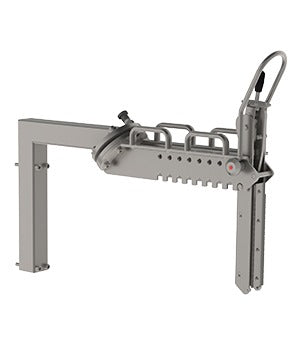 The manual roll manipulator (MRM) tool may turn and grip rolls up to 400 kg. This roll handling equipment is both a strong and economic choice.