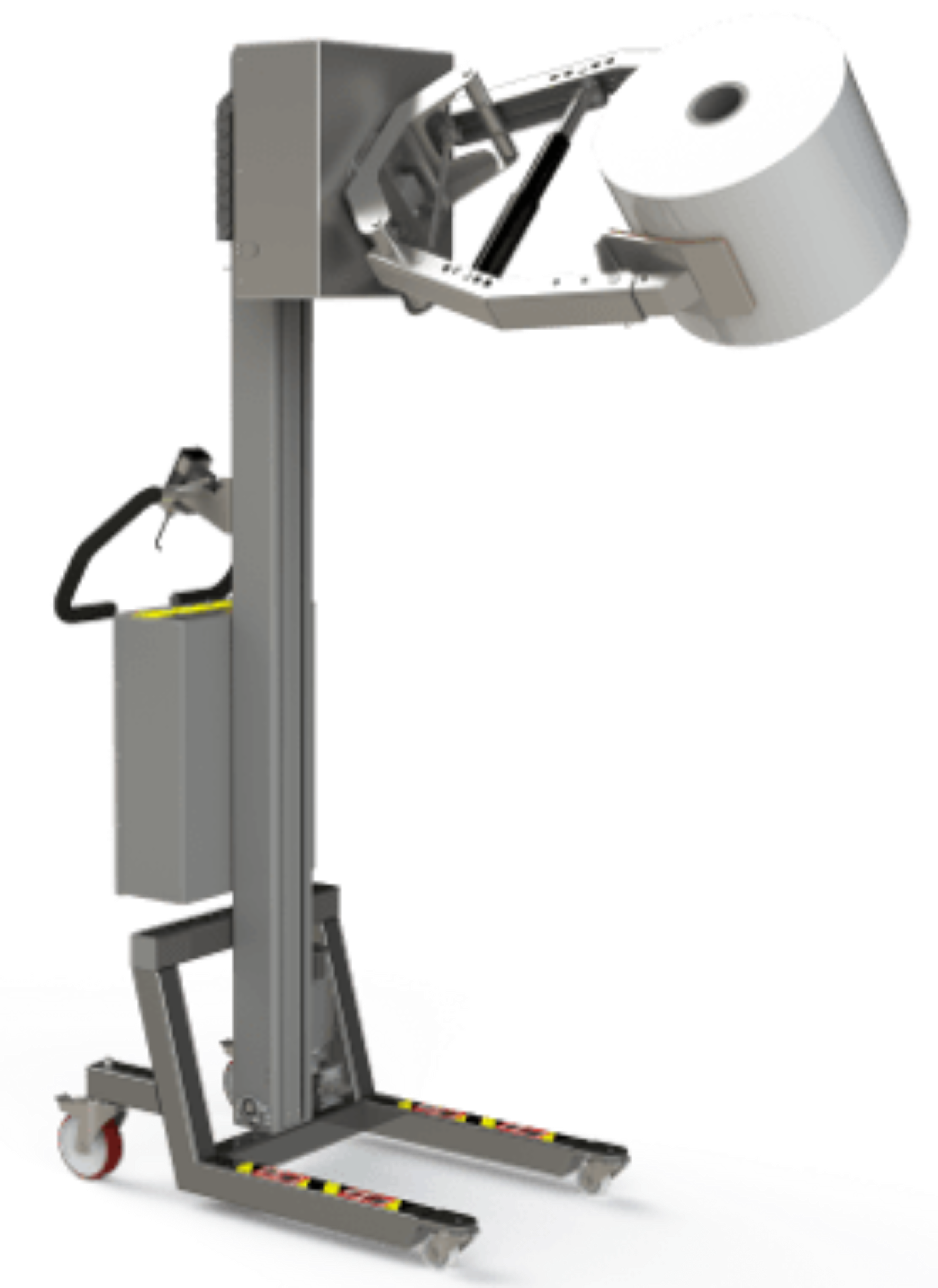 External roll handling with electric scissor clamp and rotation unit. 2Lift ApS