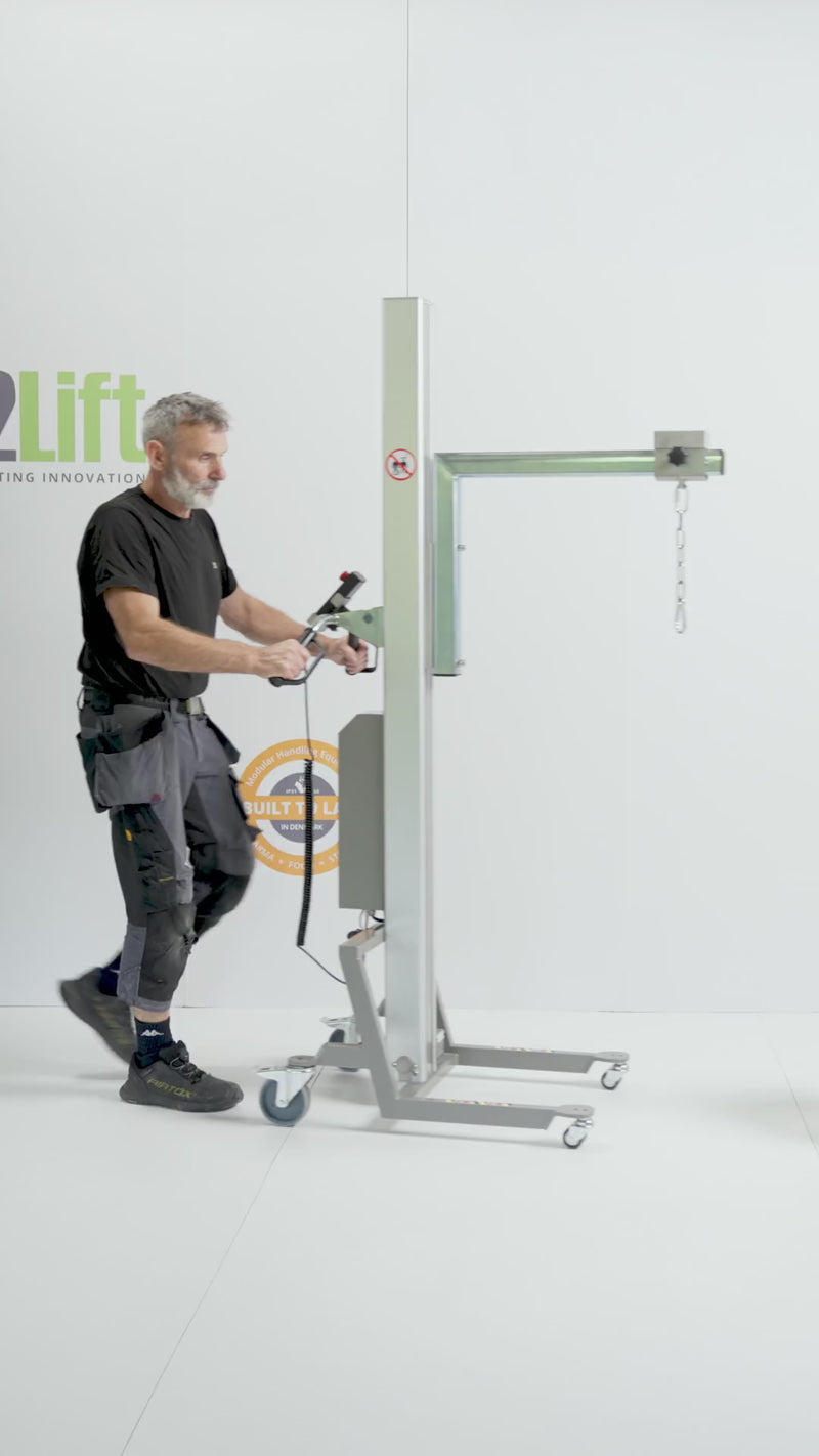 Demonstration of the versatility of B-Line minilifters equipped with different tools for lifting and handling various loads such as open vessels, rolls, and boxes.