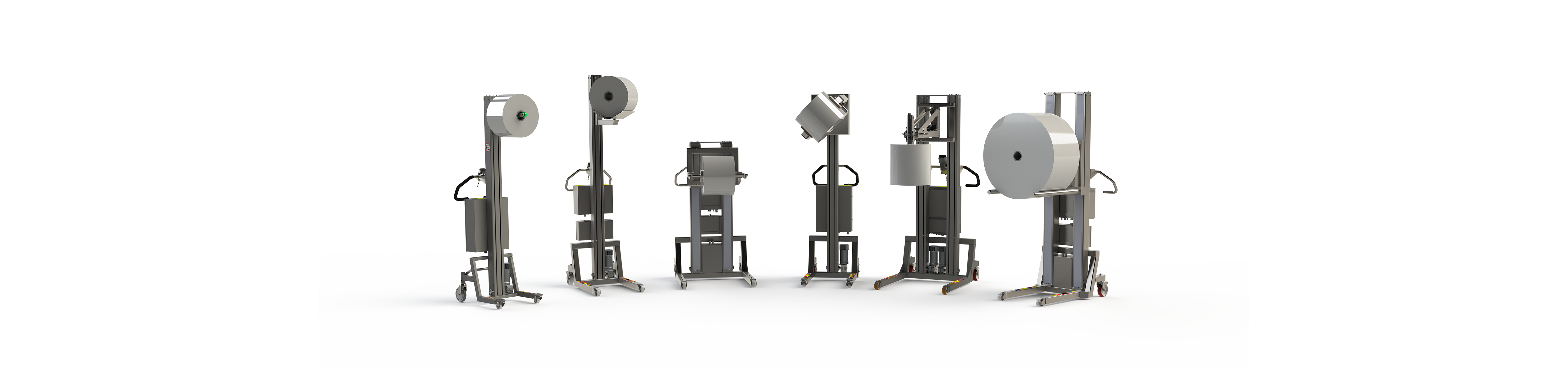 Examples of standard and complex roll lifting equipment for optimal reel lifting and roll handling. 2Lift ApS