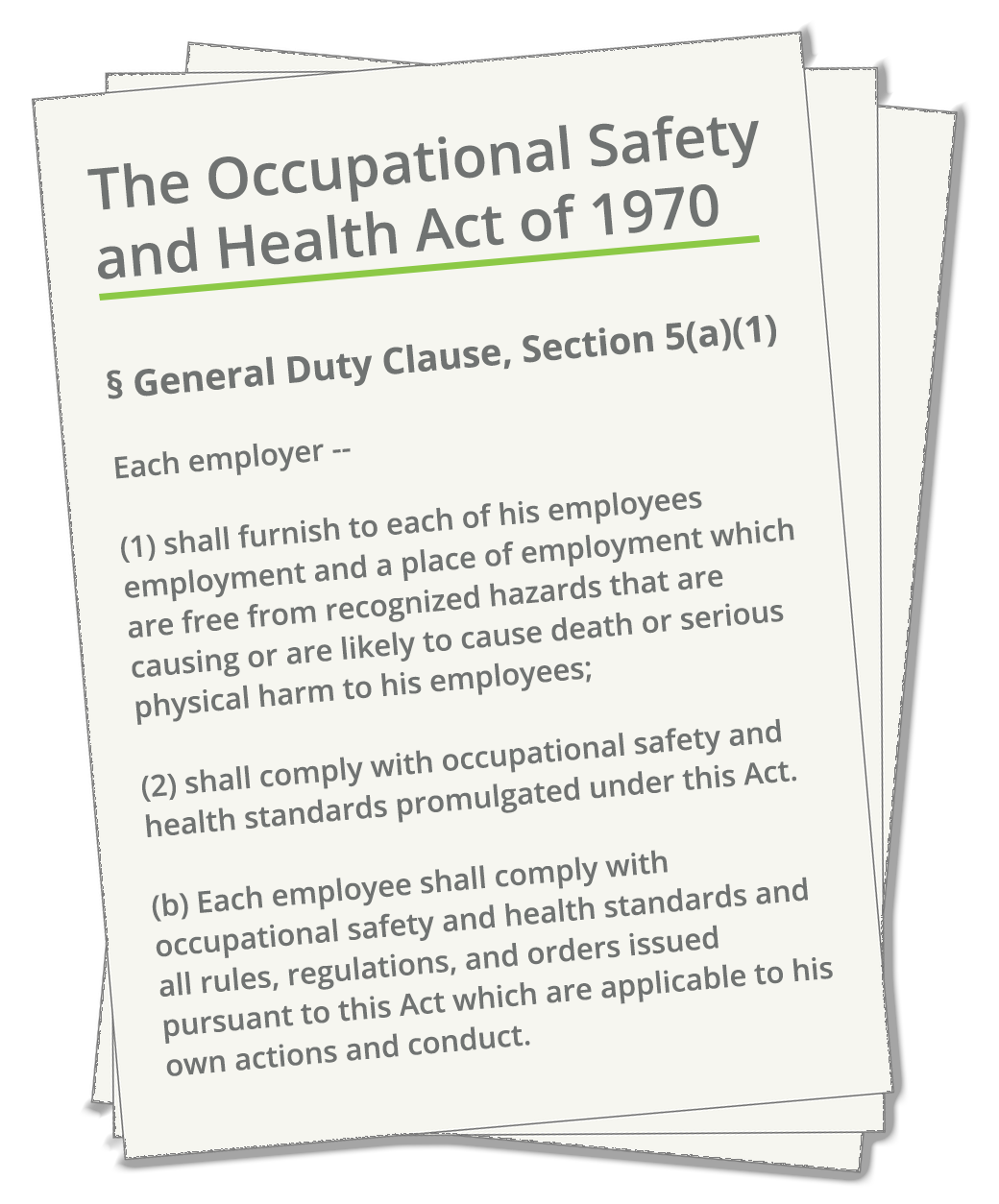 The Occupational Safety and Health Act of 1970, General Duty Clause, Section 5(a)(1).