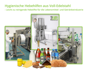 Hygienische Elektro Minilift aus Voll Edelstahl für die Lebensmittel- und Getränkeindustrie.