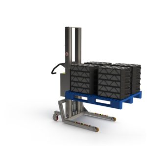 This electric fork lift in stainless steel is ideal for intense daily pallet handling.