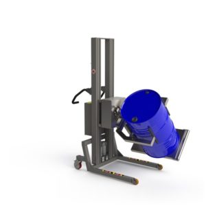 This barrel and drum lifter with grippers and a supportive metal platform allows the drum or barrel to be gently turned without external pressure.