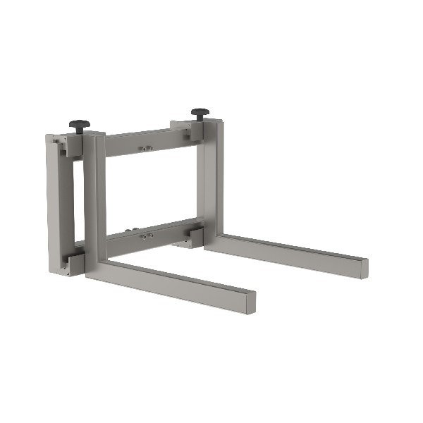 The adjustable fork (AF) is a goods lift tool for handling boxes and pallets. It can be easily mounted on our electric lifters.