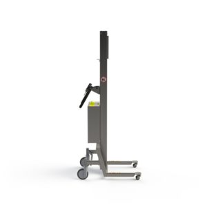This battery power lift in stainless steel is able to lift 150 kg with the lifter tool included. The lifter can be cleaned by wiping it down with a wet cloth.