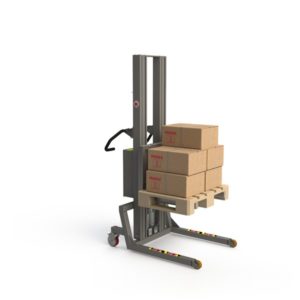 Electric pallet stacker that can handle loads up to 300 kg (300 kg is with the lifter tool (fork) included).