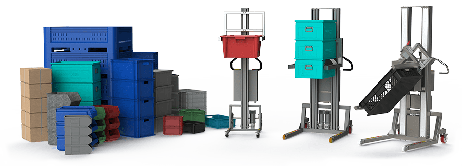 Industrial material lifting equipment for lifting and handling all types of boxes.