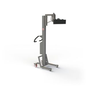 Customised lifter solution for lifting and rotating plates. The lifter tool is attached to the plate via suction cups.