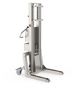 Hygienic, ergonomic lifting equipment capable of lifting 500 kg. Designed for the food and beverage industry.