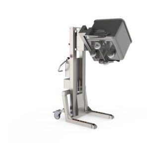 This is our strongest waterproof and cleaning-friendly lifter with a customised lifter tool designed to lift, turn and empty special dollies often used for applications in the food and beverage industry.