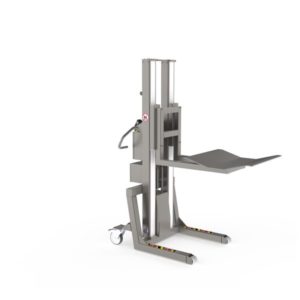 For heavy roll lifting in pharmaceutical environments, this electric lifter is a good choice. A V-block ensures gentle, external roll handling.
