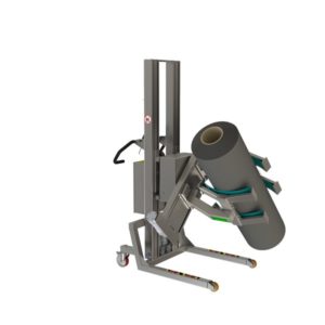 This electric lifting apparatus is fitted with linear lifting clamps mounted on a rotation tool. This allows the cylindrical loads to be lifted and turned.