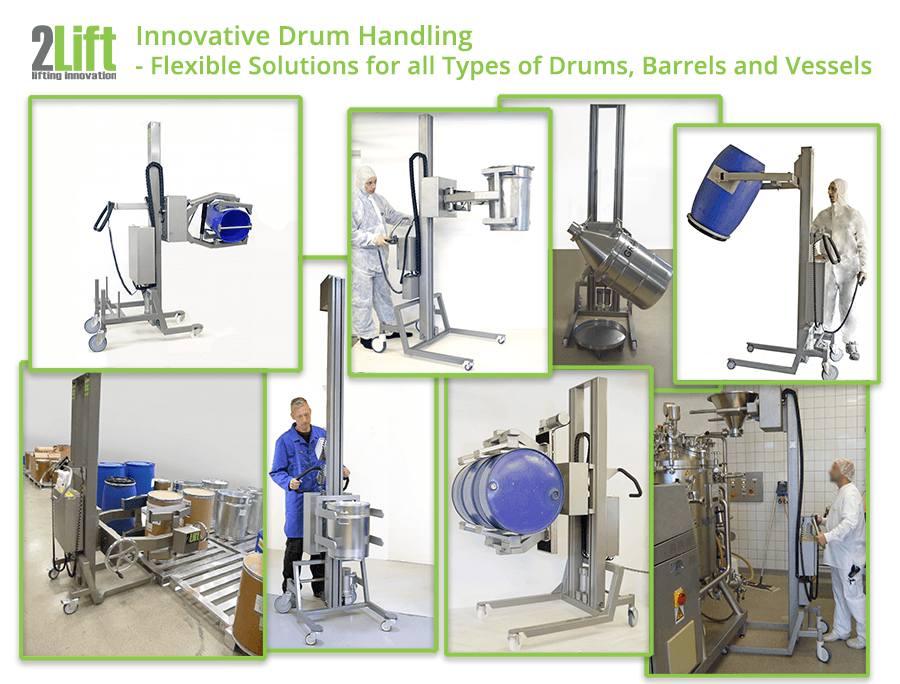 Innovative and flexible electric drum handling solutions for all manners of drums, barrels and vessels. 2Lift ApS