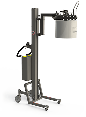 This manual reel manipulator (MRM) is a semi electric roll handling solution with core grip. 2Lift ApS.