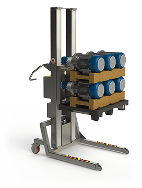 Electric pallet lifter solution to lift half pallet with e.g. motors.