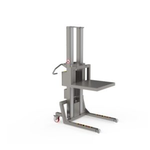 This contamination safe, clean room goods handler features a simple metal platform that can be used for many types of loads.