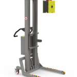 Bespoke crane lift with adjustable boom arm and hooking system for handling machine parts. 2Lift Aps.