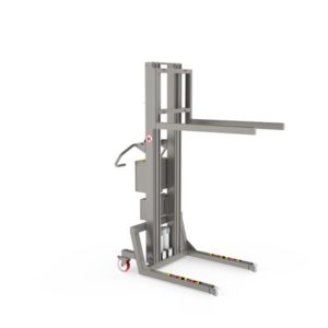 This piece of box or pallet handling equipment consists of a simple fork. It can lift loads up to 250 kg.