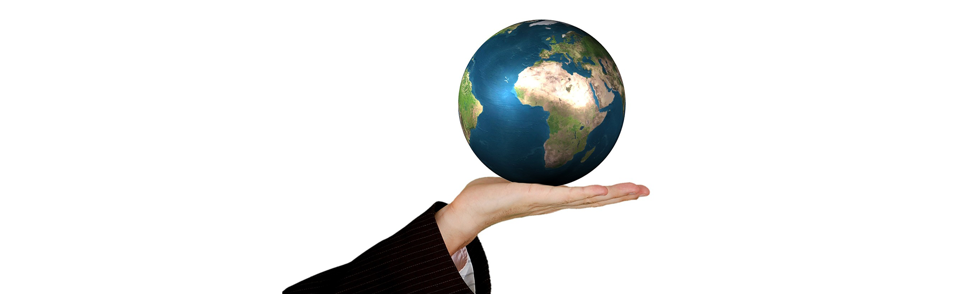 About us, 2Lift, a material handling company. Image of a male hand holding the Earth.