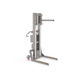 This pharmaceutical roll lift consists of a single mandrel for internal handling through the core.