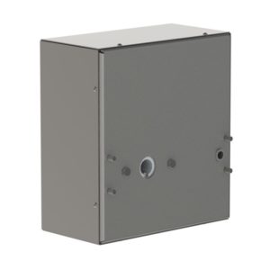Electric tipping unit box. View of where the lifter tool is attached. Can be mounted on all our industrial, electric lifters. From the front, picture 1.