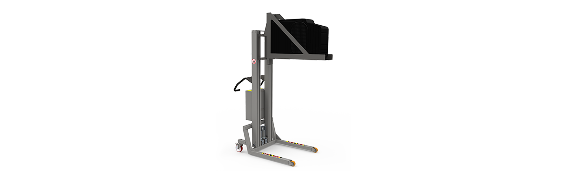 Custom lifter tool with specially designed platform for handling cassettes. A storage solution (OEM). 2Lift ApS.