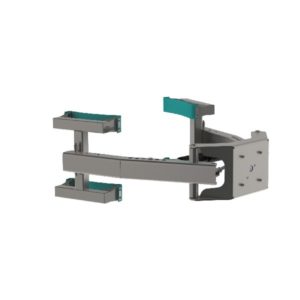 The electrically powered lifter clamp (EC) is easily customisable and will fit all industrial environments, including demanding cleanrooms. From the back, picture 2.