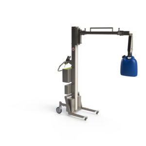 This piece of special crane lifting equipment is designed to lift cans with an electric gripper on an articulated arm.