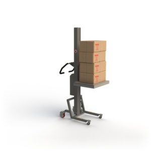 Easy lifter machine with plastic platform for handling e.g. boxes.