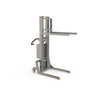 This electric pallet stacker in stainless steel is designed to withstand intense daily use in demanding environments.