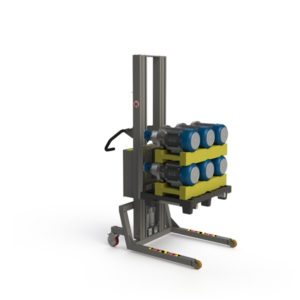 Adaptable pallet handling equipment with a fork. Half pallet with motors. 2Lift.