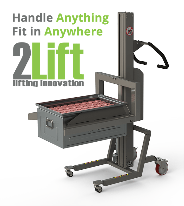 Electric material handling lift for storage. Perfect fit for small spaces. 2Lift ApS.
