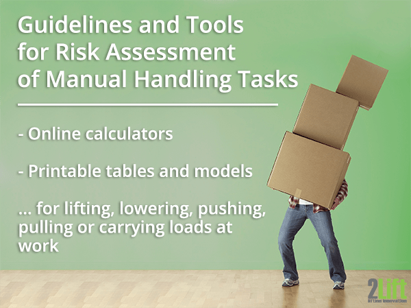 Guidelines, calculators and ergonomic assessment tools for risk evaluation of manual handling tasks.